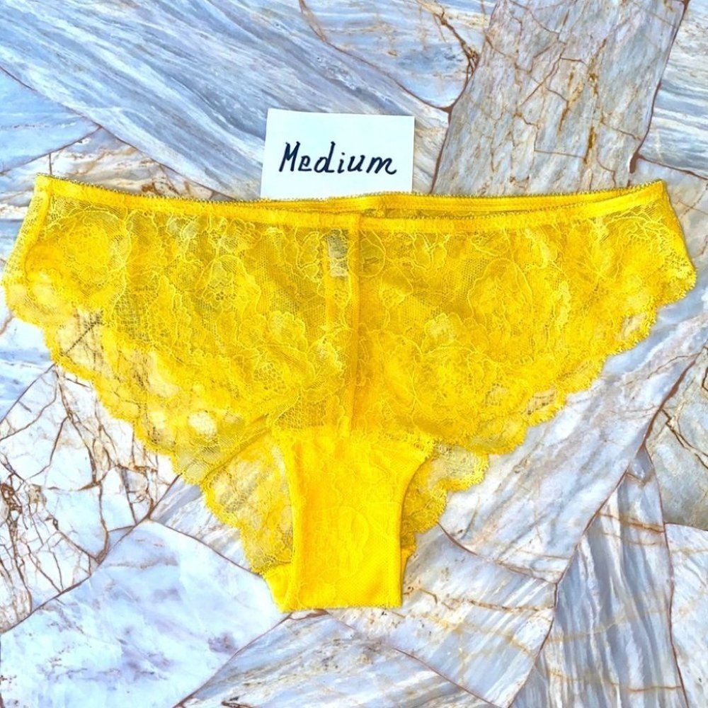 Victoria Secret Tanga Medium Yellow Lace Panty